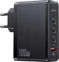 Carregador de Parede Usams 100W 4 Ports Gan Fast Charger US-CC163 - Preto