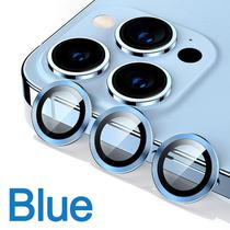 Pelicula Protetora de Vidro para Camera 4LIFE para iPhone 13 Pro / 13 Pro Max / Aneis de Metal / Anti-Riscos - Um Conjunto (3 Pecas) - Azul