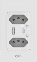 Tomada Smart 4LIFE FLS2BRW Wall Dual Socket Branco