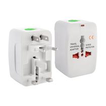 Adaptador de Tomada Universal All In One com Padroes Eua, JP, Au, Eu, Uk e Brasil - Branco