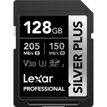 Memória SD Lexar Professional Silver Plus 205-150 MB/s C10 128 GB (LSDSIPL128G-Bnnnu)