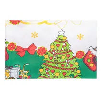 Toalha de Mesa Natal Branco com Renas e Borda Verde 150X250 CM