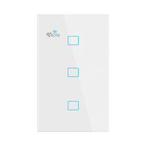 Interruptor de Parede 4LIFE Wi-Fi Smart Wall 3 Gang Light Touch Switch FLT3SWW / 3 Botoes / Compativel com Alexa e Google Home / 100-240V ~50/ 60HZ / App Smart Life - Branco