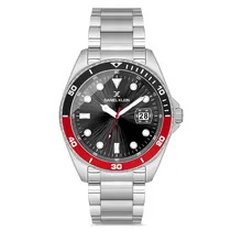 Relogio Analógico Masculino Daniel Klein DK.1.12664-1 Premium Gents / Pulseira de Aço Inoxidável - Prata/Preto/Vermelho