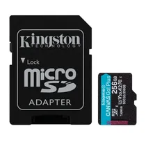 Cartão de Memória Micro SD Kingston Canvas Go Plus 256GB 170MBS / 90MBS - (SDCG3/256GB)