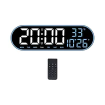 Relogio Digital de Pared Satellite AC-T7022 LED Azul - Blanco