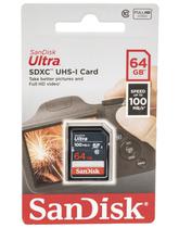 Cartao de Memoria Sandisk SDXC Ultra SD / C10 / 64GB / 100MBS - (SDSDUNR-064G-GN3IN)