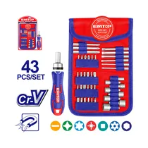 Kit de Puntas Y Vasos de Impacto Con Destornillador Cricket Emtop EBST04302 43 Piezas