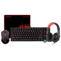 Kit Gamer Redragon Essentials K552-BB-2 Teclado + Mouse + Mousepad + Fone / Blue / Ingles - Preto / Vermelho