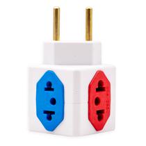 Adaptador Benjamin Tomada Cubo 4 Entradas Colorido / Adaptador Multi Tomada 4 Em 1 20A/ 110V-220V - Branco