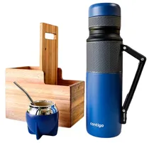 Combo Matero Contigo Garrafa Térmica 1.1L + Cuia + Bomba - Azul