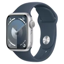 Apple Watch Series 9 MR9E3LW/A Caixa Aluminio 45MM Prata - Esportiva Azul M/L