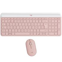 Kit Teclado Sem Fio Logitech Slim Combo MK470 Espanhol + Mouse - Rosa