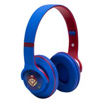 Fone de Ouvido Sem Fio MA-2 Super Mario Wireless Headphone com Bluetooth / FM - Azul Vermelho