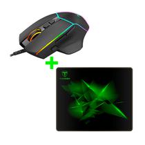 Kit Mouse Gamer T-Dagger Camaro RGB + Mouse Pad Geometry-s (29 X 24CM) - Preto