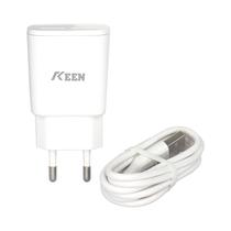 Carregador Keen KC-01 TC - 2X USB - com Cabo Tipo C - Branco