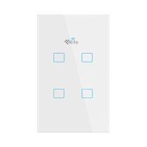 Interruptor de Parede 4LIFE Zigbee Smart Wall 4 Gang Light Touch Switch FLT4SWZ / com 4 Botoes / Bluetooth / Compativel com Alexa e Google Home / 100-240V ~50/ 60HZ / App Smart Life - Branco