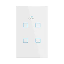 Interruptor de Parede 4LIFE Zigbee Smart Wall 4 Gang Light Touch Switch FLT4SWZ / com 4 Botões / Bluetooth / Compativel com Alexa e Google Home / 100-240V ~50/ 60HZ / App Smart Life - Branco