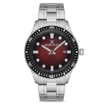 Relogio Analógico Masculino Daniel Klein DK.1.12682-3 Premium Gents / Pulseira de Aço Inoxidável - Prata/Preto/Vermelho