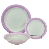 Conjunto de Porcelana 18PZ Roxo e Verde