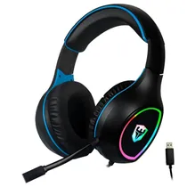 Fone Gamer Satellite GH-552 RGB com Cabo Preto Azul
