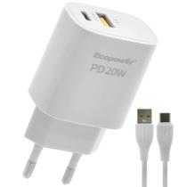 Carregador Tomada Ecopower EP-7022 20W USB / USB-C - Branco + Cabo USB / USB-C