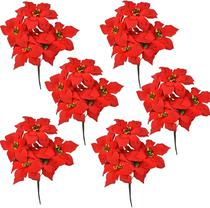 Fairview Navideno Adorno Flor Estrella Federal Artificial 5 Flores Rojo