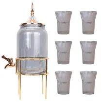 Servidor de Sucos de Vidro Decorativo - Dourado