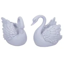 Cisne Decorativo de Resina 2PZS Cinza