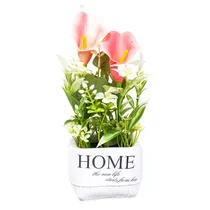 Vaso Planta Artificial Copo de Leite Rosa Claro Decorativa