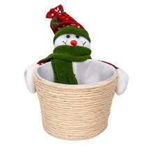 Cesta de Natal com Boneco de Neve 10X8X8CM - Vermelha/Verde