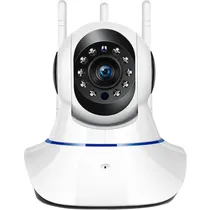Câmera de Segurança Robo Smart IP Onvif A-1 / 3 Antenas I/ Wifi / Wireless / Visão Noturna / 360º / 720P / App Yoosee - Branco