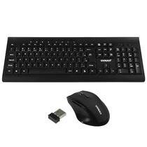 Kit Teclado Sem Fio Satellite AK-726G Portugues + Mouse 1.600 Dpi - Preto