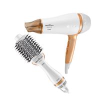 Secador Kit Britania PKT3150 Deluxe - Escova e de Cabelo - 1200W e 2100W - 220V - Branco e Dourado