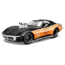 Carro de Colecao Harley Davidson 1970 Chevy Corvette Diecast Vehicle (1:25 Scale)