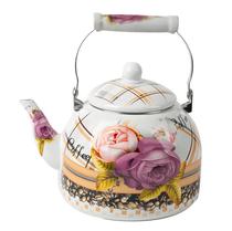 Chaleira Esmaltada Vintage Porcelana Elegante 1,50 Litros Cor Branco Floral.