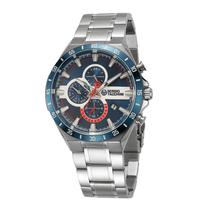 Relogio Analogico Masculino Sergio Tacchini ST.1.10013-3 com Pulseira de Aco Inoxidavel - Prata e Azul