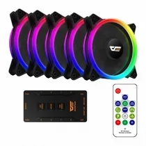 Cooler Fan de Gabinete Kit com 5, Aigo Darkflash DR12 Pro, Argb 5V, Argb 3-Pinos 5V/Molex 4-Pinos 120MM, Con Controlador, Preto