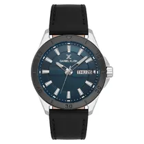 Relogio Analógico Masculino Daniel Klein DK.1.13975-3 Premium Gents / Pulseira de Couro - Preto/Prata/Azul