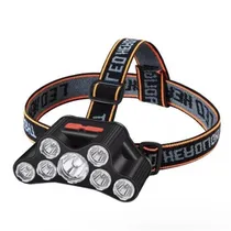 Lanterna LED para Cabeça Headlight F-T26 / 7 Leds / Recarregavel / 4 Modos de Luz - Preto