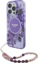 Capa com Cordão Guess para iPhone 16 Pro Max GUHMP16XHFWBRCESU - Flowers Violet