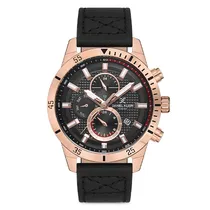 Relogio Analógico Masculino Daniel Klein DK.1.12740-5 Exclusive Gents / Pulseira de Couro Genuino - Preto/Rose Gold
