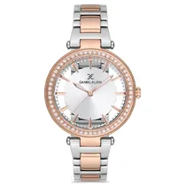 Relógio Analógico Feminino Daniel Klein DK.1.12681-4 Premium Ladies / Pulseira de Aço Inoxidável - Prata/Rose Gold