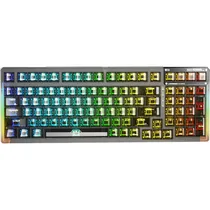 Teclado Mecânico Sem Fio Aula F98 95% RGB Crystal Switch - Preto/Branco (Inglês)