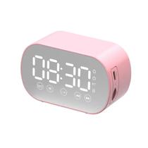 Mini Relogio Espelho de Mesa / Alarme / Speaker / Bluetooth / TF - Rosa