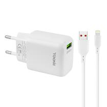 Carregador Yookie EI2Y - 18W - USB - Cabo Lightning - Bivolt - Branco