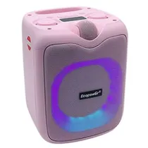 Speaker Ecopower EP-1965 6.5 90W/ Bluetooth/ USB/ Aux/ FM/ Mic/ Recarregável - Rosa