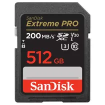 Cartão SD 512GB Sandisk Extreme Pro SDXC SDSDXXD-512G-GN4IN Uhs-I / 200MB/ s / V30 / C10 - Black
