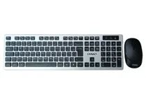 Teclado USB Satellite AK762G c/Mouse s/fio Espanhol Preto/Prata