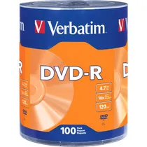 Pack de Disco Gravável DVD-R Verbatim 96525 4.7 GB 16X – 100 Unidades